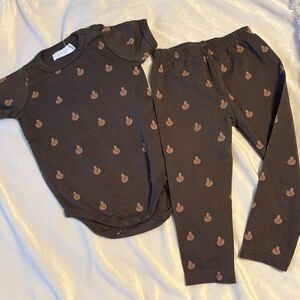 Jamie Kay Brown Baby Onesie and Pants Set with Foxes Print 6-12M